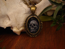 Load image into Gallery viewer, Skull with Vines Memento Mori Painted Pendant