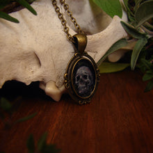 Load image into Gallery viewer, Skull with Vines Memento Mori Painted Pendant