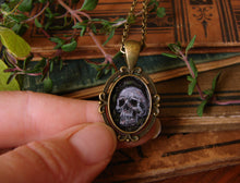 Load image into Gallery viewer, Skull with Vines Memento Mori Painted Pendant