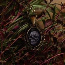Load image into Gallery viewer, Skull with Vines Memento Mori Painted Pendant
