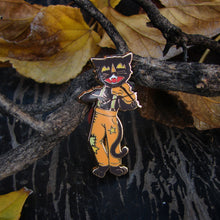Load image into Gallery viewer, SECONDS Black Cat Fiddler Enamel Pin
