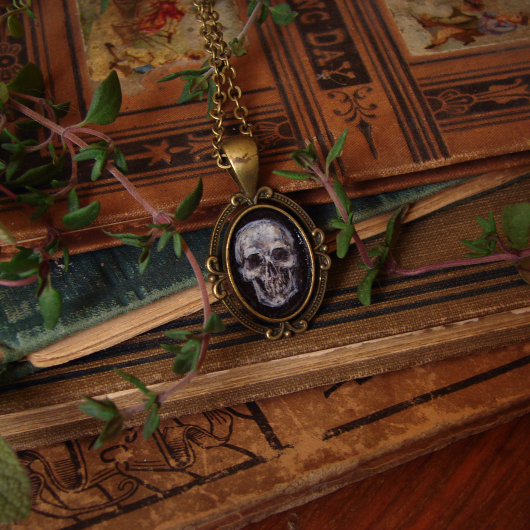 Skull Memento Mori Painted Pendant