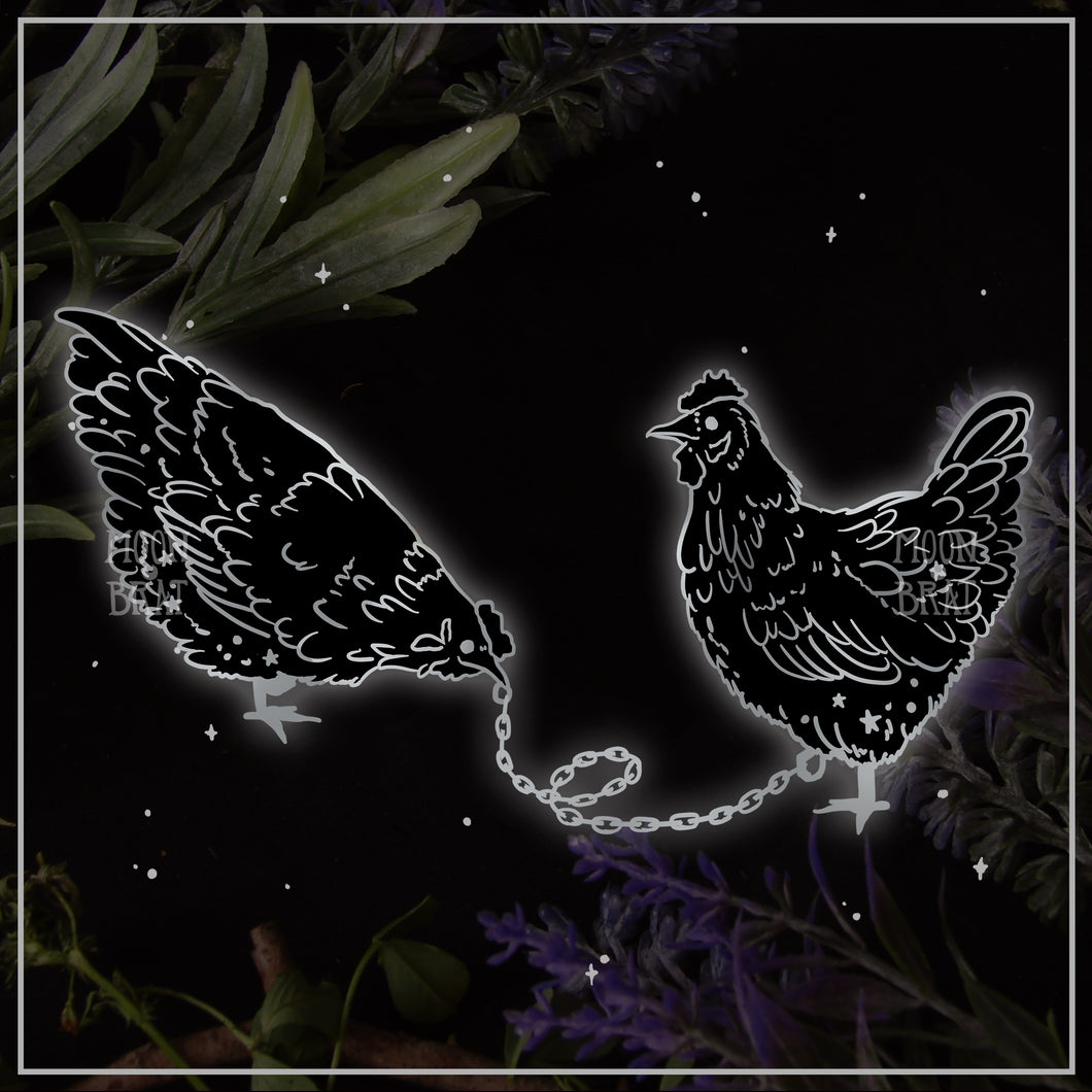 PREORDER Black Chickens Chained Pins