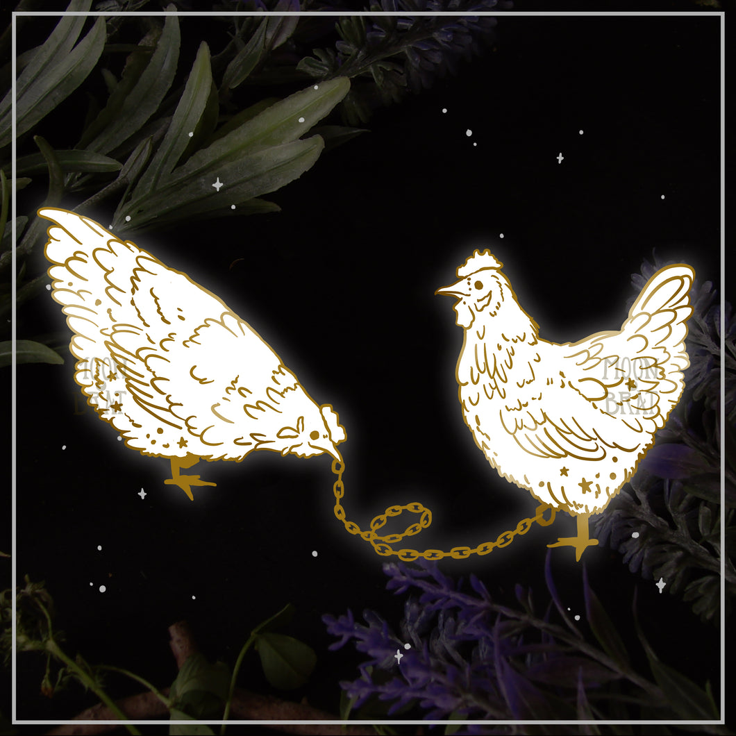 PREORDER White Chickens Chained Pins