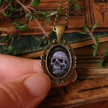Load image into Gallery viewer, Skull with Vines Memento Mori Painted Pendant
