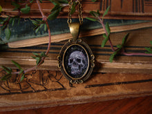 Load image into Gallery viewer, Skull with Vines Memento Mori Painted Pendant
