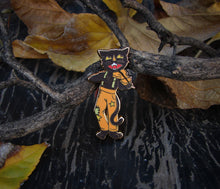 Load image into Gallery viewer, SECONDS Black Cat Fiddler Enamel Pin
