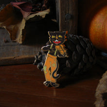 Load image into Gallery viewer, Black Cat Fiddler Enamel Pin
