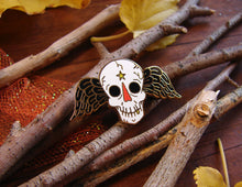 Load image into Gallery viewer, Winged Skull Enamel Pin
